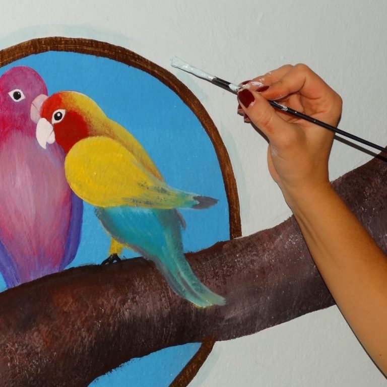 Bubble Birds Wandmalerei von Sorina M. Grigore